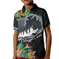 Outrigger Canoe Black Kid Polo Shirt On The Waves
