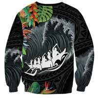 Outrigger Canoe Black Sweatshirt On The Waves