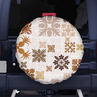 Vintage Hawaii Spare Tire Cover Hawaiian Quilt Kapa Mismatch Beige LT7 Beige - Polynesian Pride