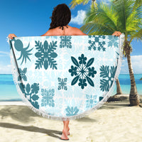 Vintage Hawaii Beach Blanket Hawaiian Quilt Kapa Mismatch Teal LT7 - Wonder Print Shop