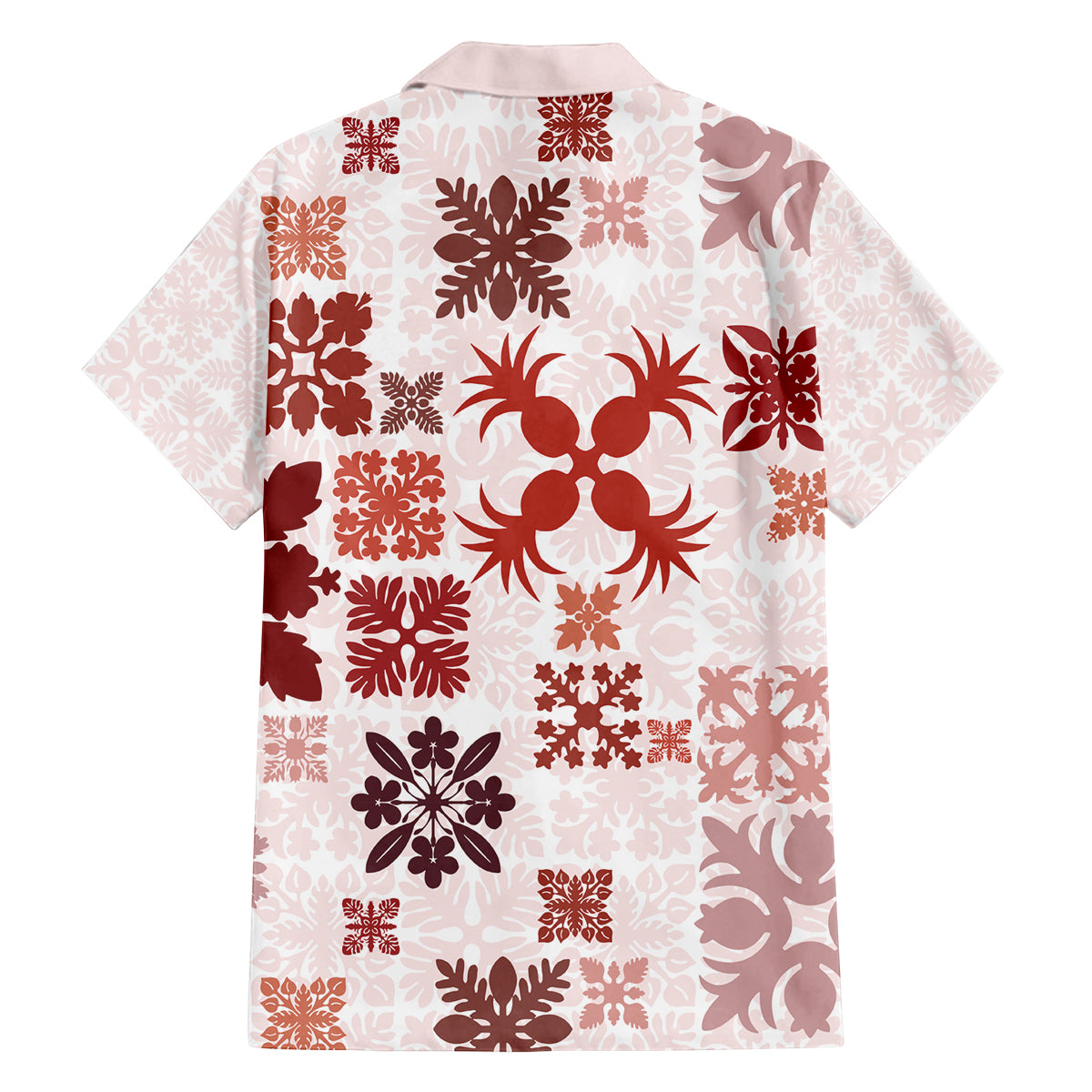 Vintage Hawaii Family Matching Summer Maxi Dress and Hawaiian Shirt Hawaiian Quilt Kapa Mismatch Red LT7 - Polynesian Pride