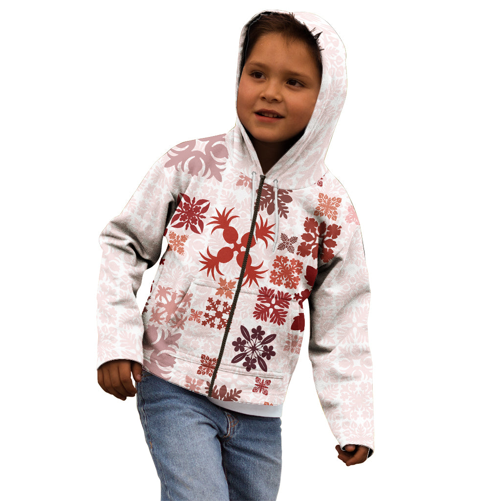 Vintage Hawaii Kid Hoodie Hawaiian Quilt Kapa Mismatch Red LT7 - Polynesian Pride