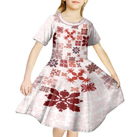 Vintage Hawaii Kid Short Sleeve Dress Hawaiian Quilt Kapa Mismatch Red LT7 - Polynesian Pride