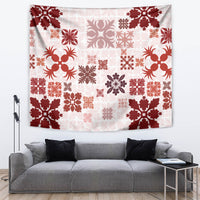 Vintage Hawaii Tapestry Hawaiian Quilt Kapa Mismatch Red LT7 - Polynesian Pride