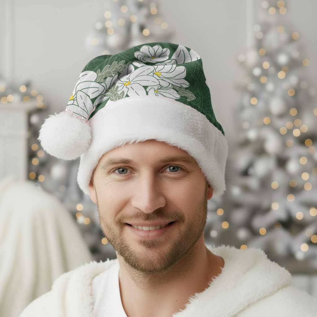 Ia Orana Tahiti Tiare Christmas Santa Hat Sage Green Lei - Polynesian Pride