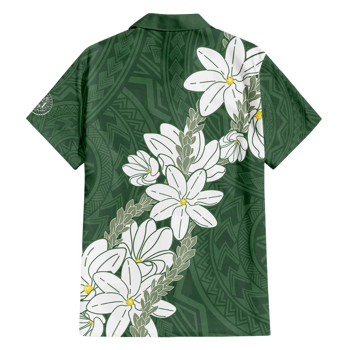 Ia Orana Tahiti Tiare Family Matching Off The Shoulder Long Sleeve Dress and Hawaiian Shirt Sage Green Lei LT7 - Polynesian Pride