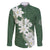 Ia Orana Tahiti Tiare Family Matching Off The Shoulder Long Sleeve Dress and Hawaiian Shirt Sage Green Lei - Polynesian Pride