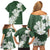 Ia Orana Tahiti Tiare Family Matching Off Shoulder Short Dress and Hawaiian Shirt Sage Green Lei - Polynesian Pride