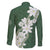 Ia Orana Tahiti Tiare Family Matching Off Shoulder Short Dress and Hawaiian Shirt Sage Green Lei - Polynesian Pride
