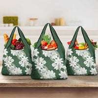 Ia Orana Tahiti Tiare Grocery Bag Sage Green Lei - Polynesian Pride