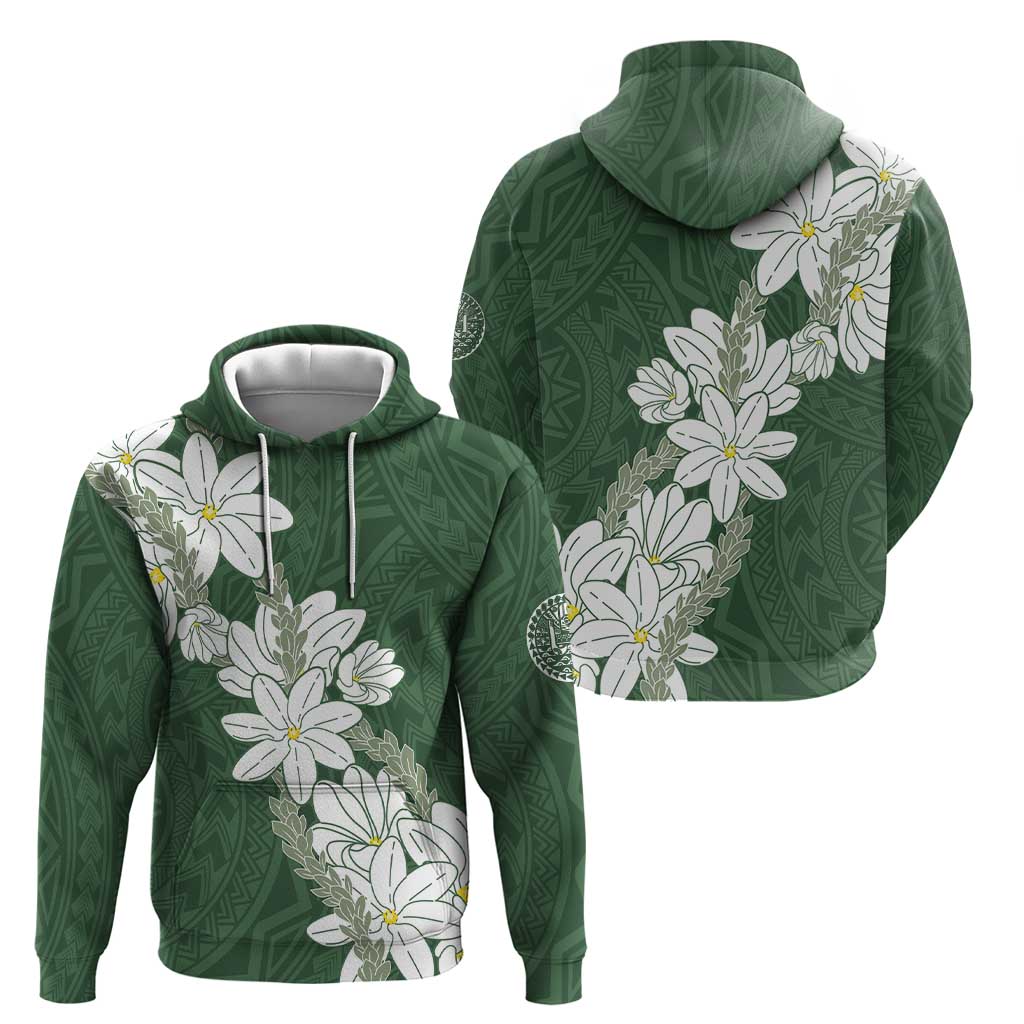 Ia Orana Tahiti Tiare Hoodie Sage Green Lei - Polynesian Pride