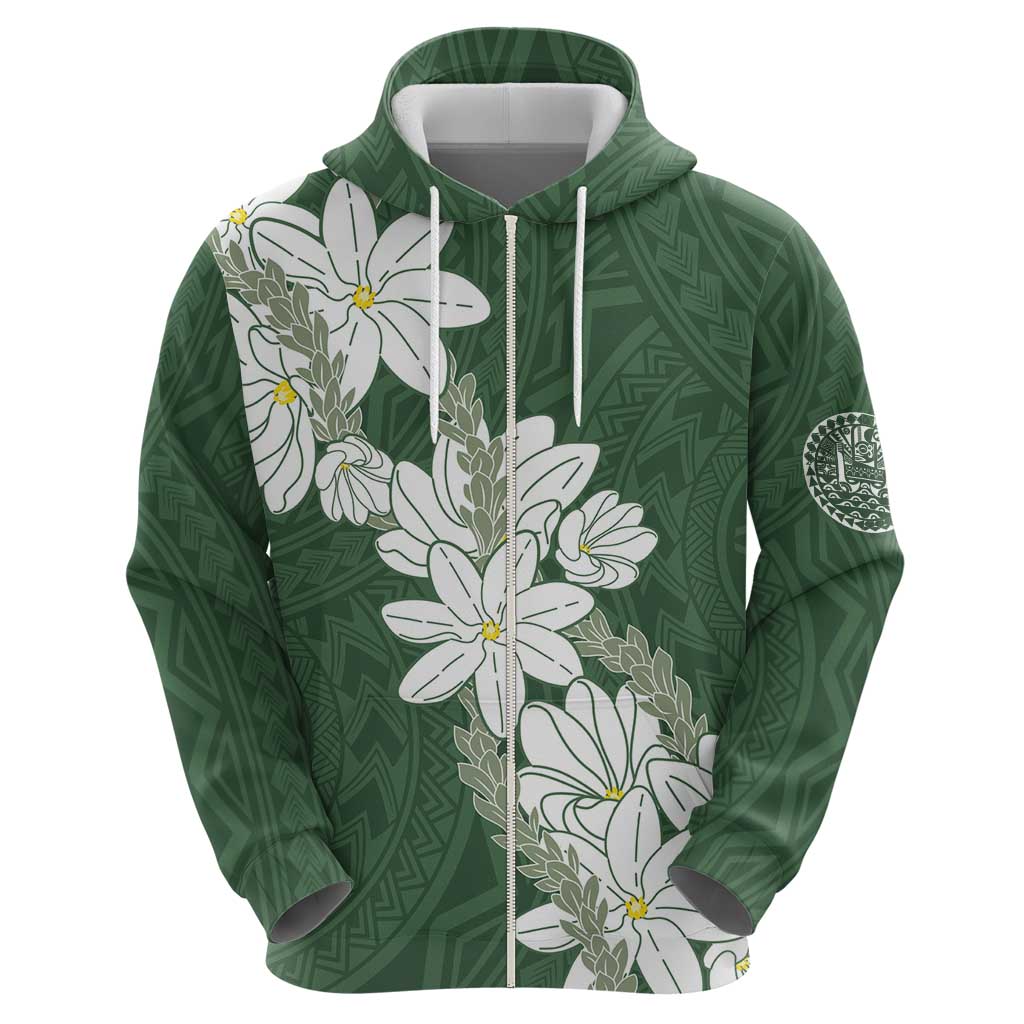 Ia Orana Tahiti Tiare Hoodie Sage Green Lei - Polynesian Pride