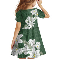 Ia Orana Tahiti Tiare Kid Short Sleeve Dress Sage Green Lei - Polynesian Pride