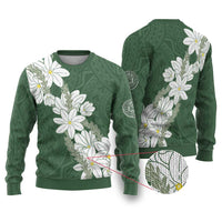 Ia Orana Tahiti Tiare Ugly Christmas Sweater Sage Green Lei LT7 Sage Green - Polynesian Pride