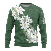 Ia Orana Tahiti Tiare Ugly Christmas Sweater Sage Green Lei LT7 - Polynesian Pride