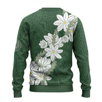 Ia Orana Tahiti Tiare Ugly Christmas Sweater Sage Green Lei LT7 - Polynesian Pride