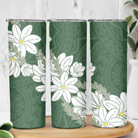 Ia Orana Tahiti Tiare Skinny Tumbler Sage Green Lei - Polynesian Pride