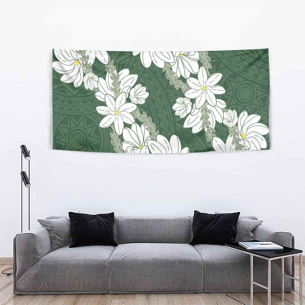 Ia Orana Tahiti Tiare Tapestry Sage Green Lei - Polynesian Pride