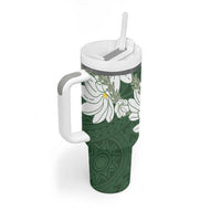 Ia Orana Tahiti Tiare Tumbler With Handle Sage Green Lei LT7 - Polynesian Pride