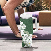 Ia Orana Tahiti Tiare Tumbler With Handle Sage Green Lei LT7 - Polynesian Pride
