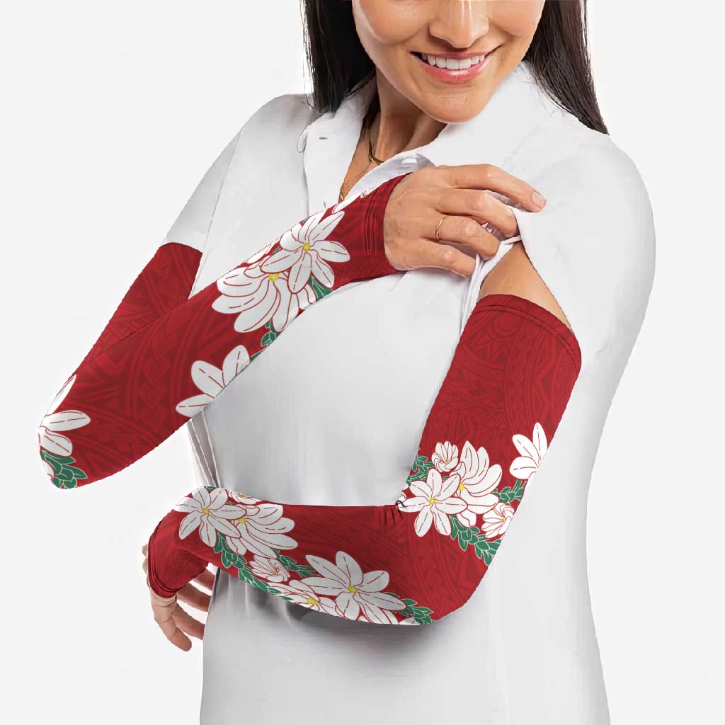 Ia Orana Tahiti Tiare Arm Sleeves Crimson Lei - Polynesian Pride