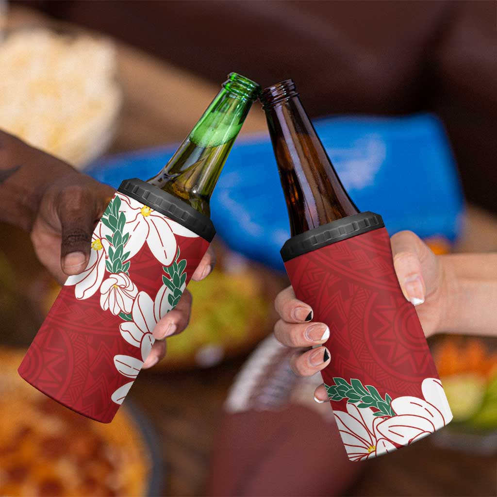 Ia Orana Tahiti Tiare 4 in 1 Can Cooler Tumbler Crimson Lei LT7 - Polynesian Pride