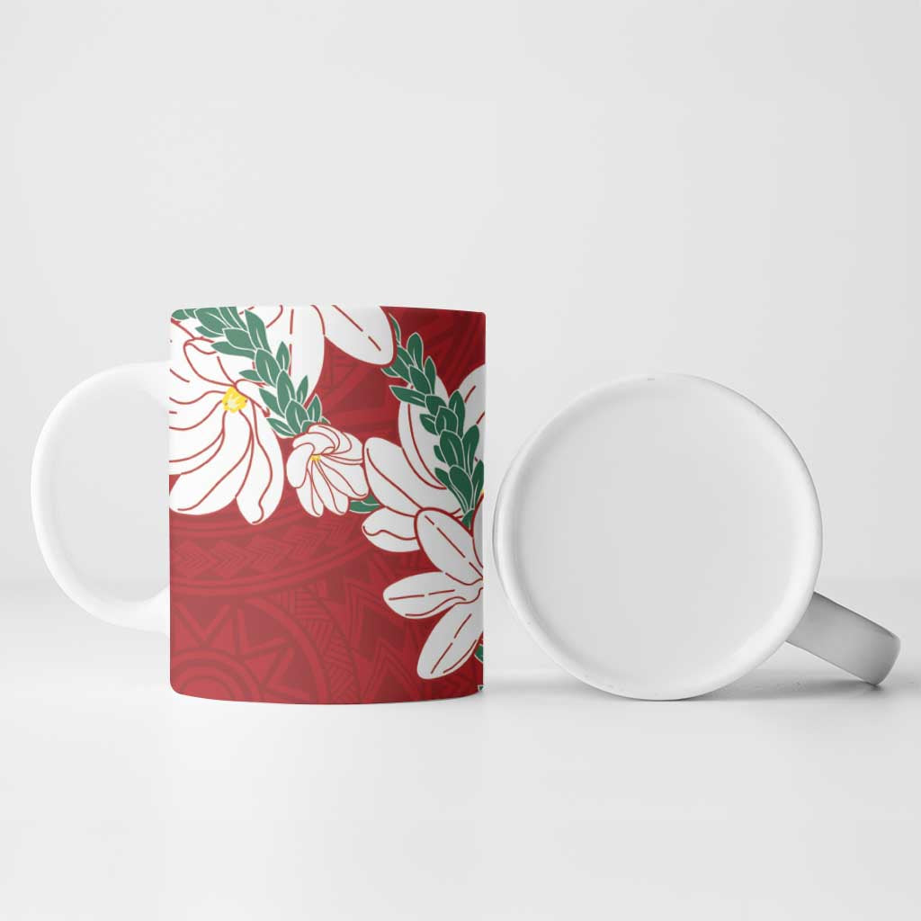 Ia Orana Tahiti Tiare Ceramic Mug Crimson Lei - Polynesian Pride