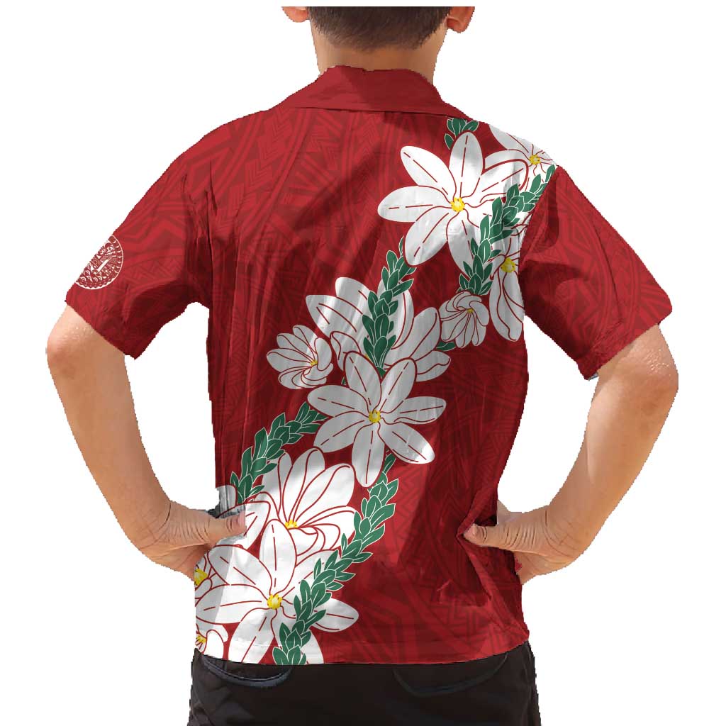 Ia Orana Tahiti Tiare Family Matching Mermaid Dress and Hawaiian Shirt Crimson Lei LT7 - Polynesian Pride