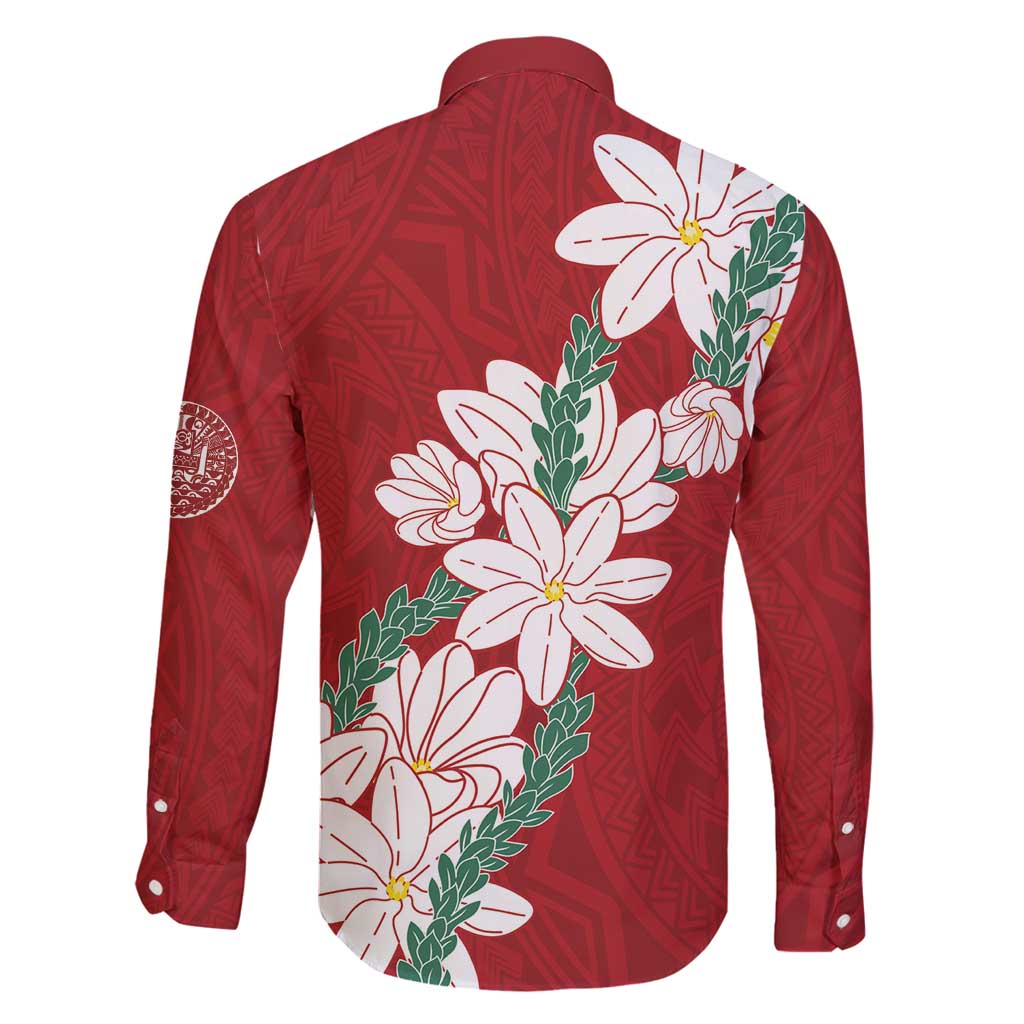 Ia Orana Tahiti Tiare Family Matching Puletasi and Hawaiian Shirt Crimson Lei LT7 - Polynesian Pride