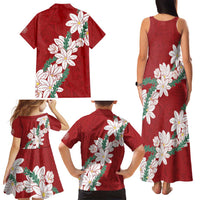 Ia Orana Tahiti Tiare Family Matching Tank Maxi Dress and Hawaiian Shirt Crimson Lei LT7 - Polynesian Pride