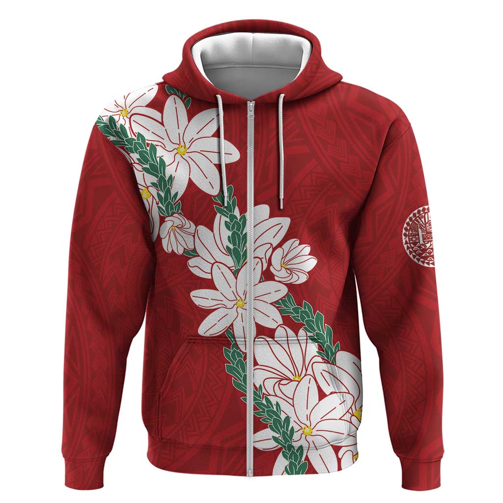 Ia Orana Tahiti Tiare Hoodie Crimson Lei - Polynesian Pride