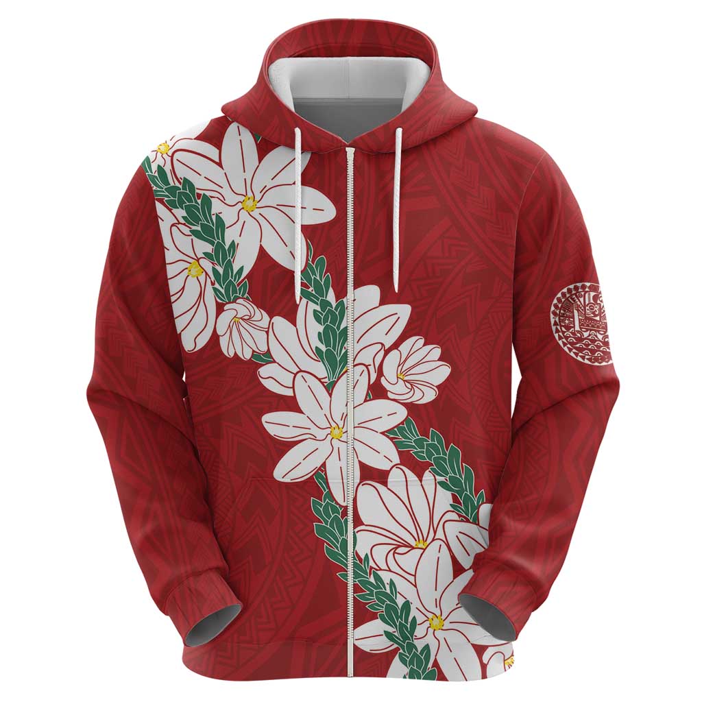 Ia Orana Tahiti Tiare Hoodie Crimson Lei - Polynesian Pride