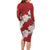 Ia Orana Tahiti Tiare Long Sleeve Bodycon Dress Crimson Lei - Polynesian Pride