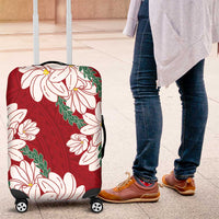 Ia Orana Tahiti Tiare Luggage Cover Crimson Lei LT7 Red - Polynesian Pride