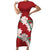 Ia Orana Tahiti Tiare Short Sleeve Bodycon Dress Crimson Lei - Polynesian Pride
