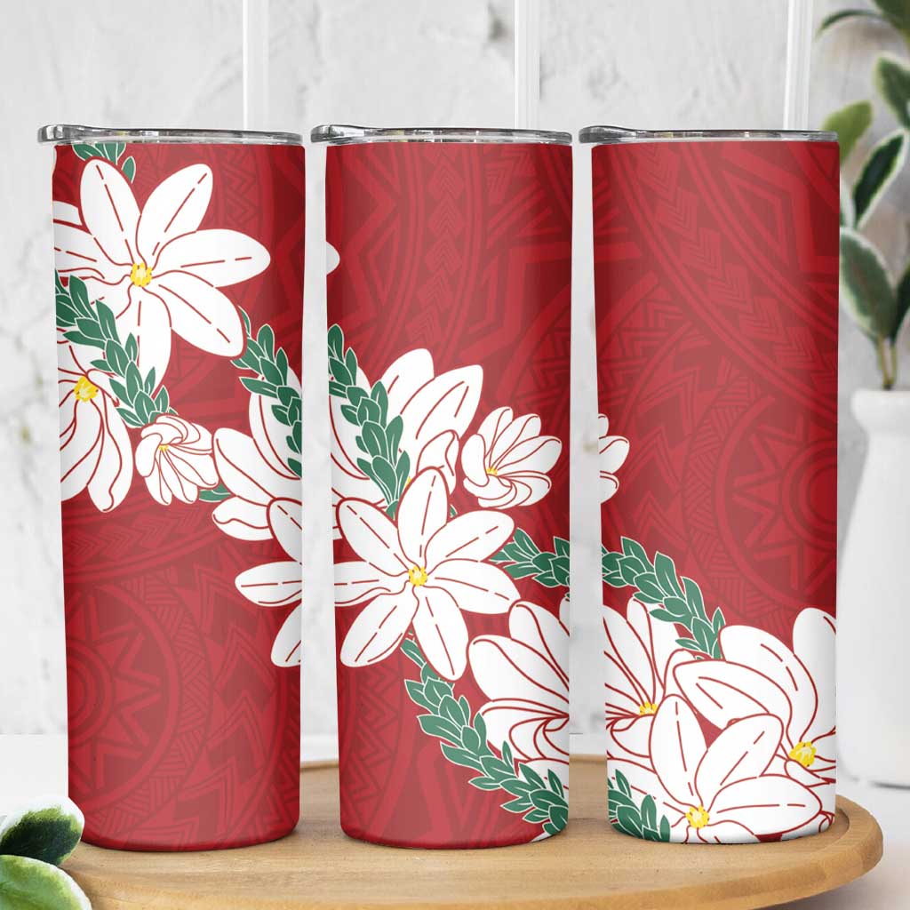 Ia Orana Tahiti Tiare Skinny Tumbler Crimson Lei - Polynesian Pride
