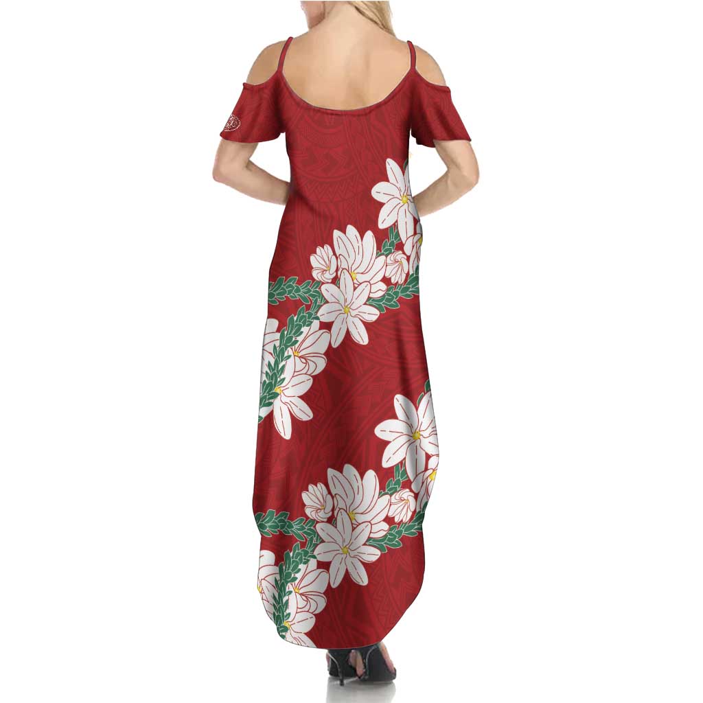 Ia Orana Tahiti Tiare Summer Maxi Dress Crimson Lei LT7 - Polynesian Pride