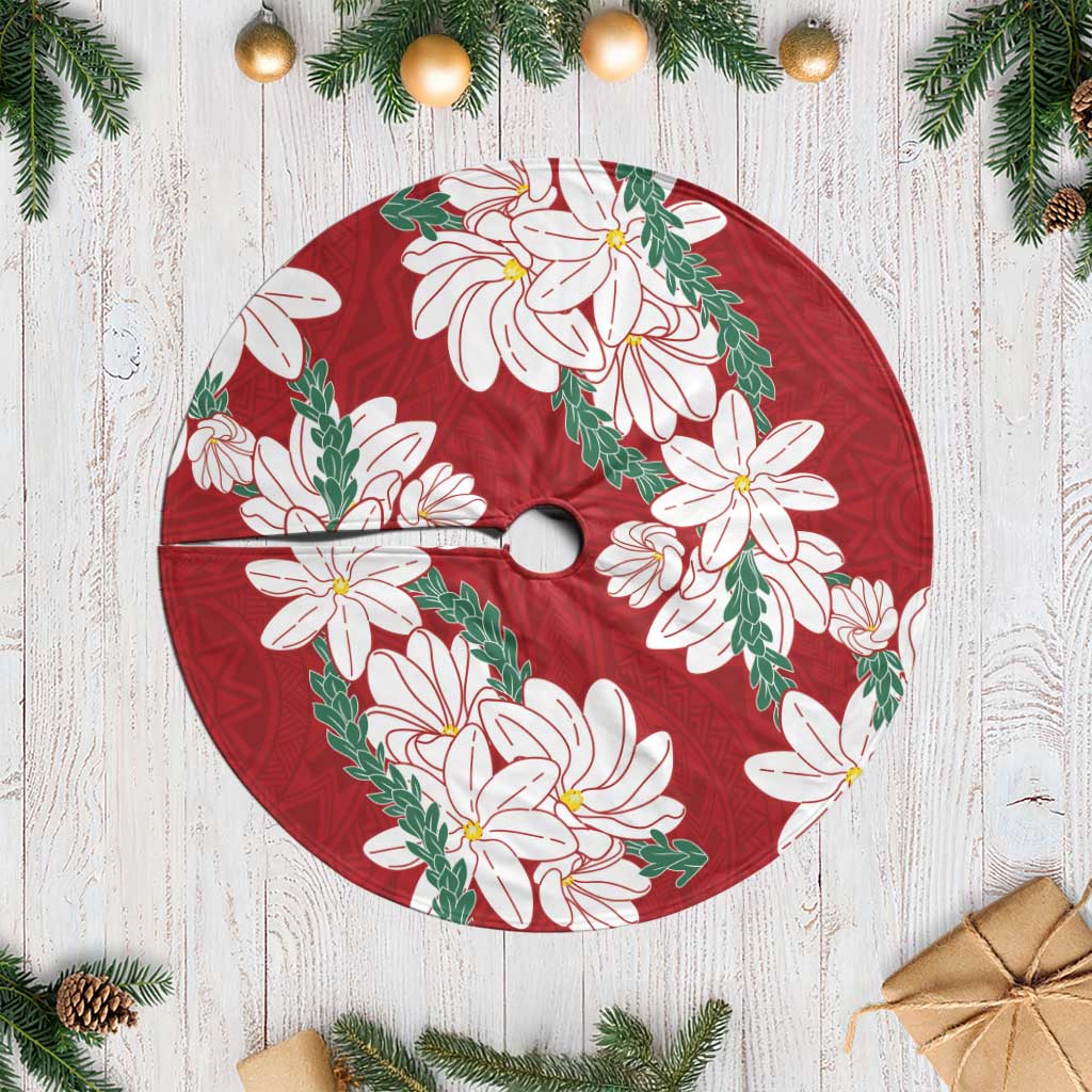 Ia Orana Tahiti Tiare Tree Skirt Crimson Lei - Polynesian Pride