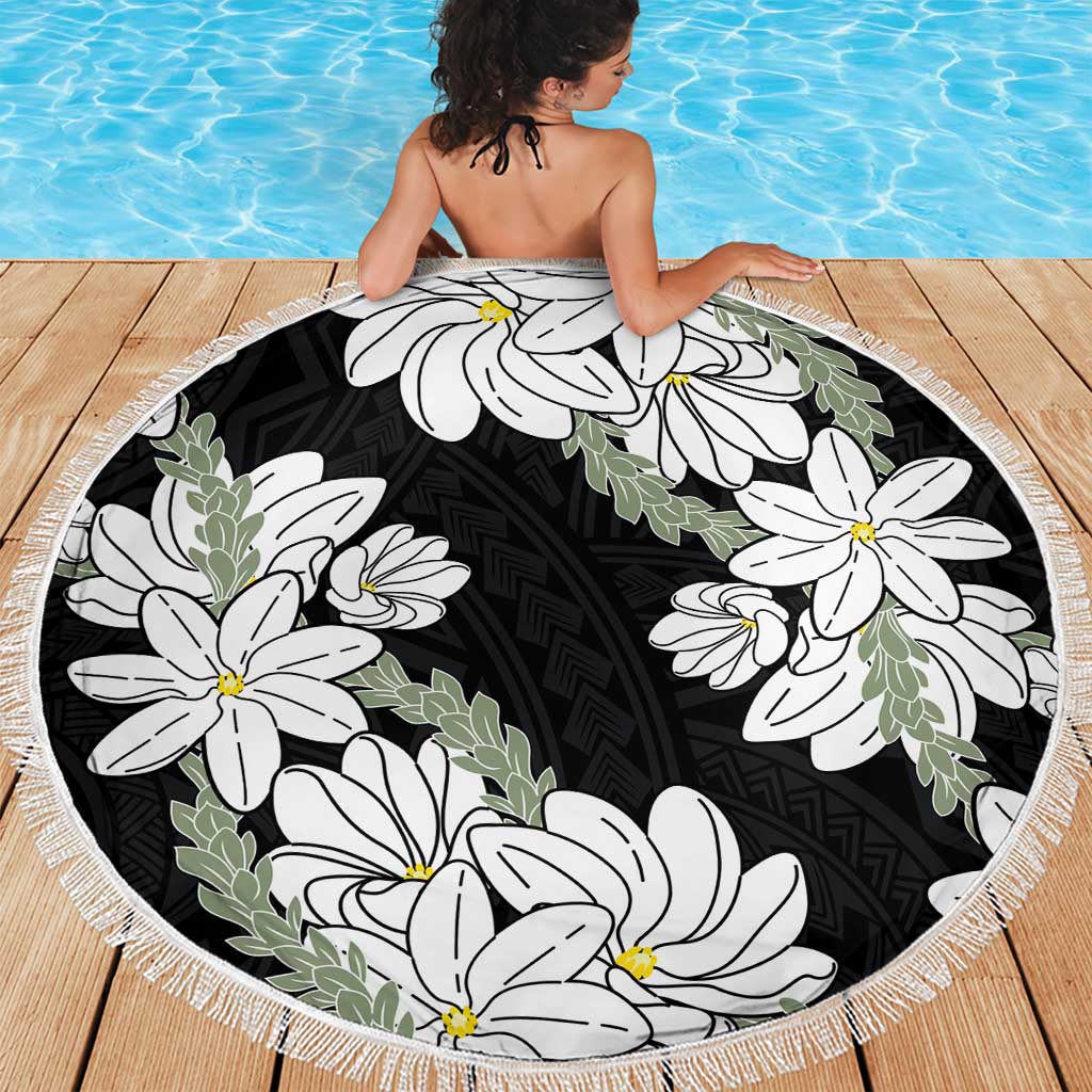 Ia Orana Tahiti Tiare Beach Blanket Black Lei - Polynesian Pride