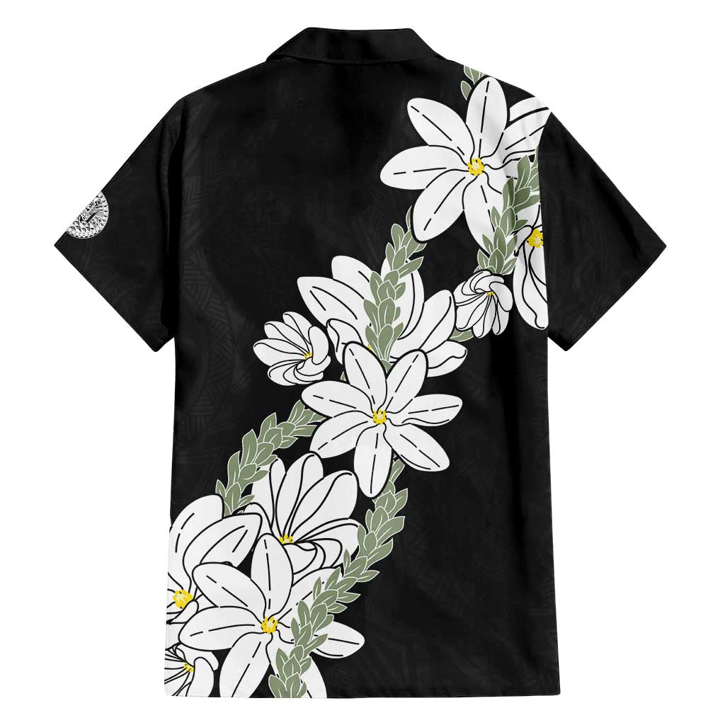 Ia Orana Tahiti Tiare Family Matching Long Sleeve Bodycon Dress and Hawaiian Shirt Black Lei LT7 - Polynesian Pride
