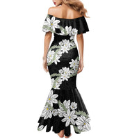 Ia Orana Tahiti Tiare Family Matching Mermaid Dress and Hawaiian Shirt Black Lei LT7 - Polynesian Pride