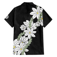 Ia Orana Tahiti Tiare Family Matching Short Sleeve Bodycon Dress and Hawaiian Shirt Black Lei LT7 - Polynesian Pride