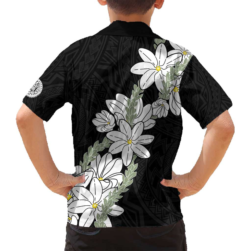 Ia Orana Tahiti Tiare Family Matching Summer Maxi Dress and Hawaiian Shirt Black Lei LT7 - Polynesian Pride