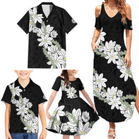 Ia Orana Tahiti Tiare Family Matching Summer Maxi Dress and Hawaiian Shirt Black Lei LT7 - Polynesian Pride