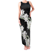 Ia Orana Tahiti Tiare Family Matching Tank Maxi Dress and Hawaiian Shirt Black Lei LT7 Mom's Dress Black - Polynesian Pride