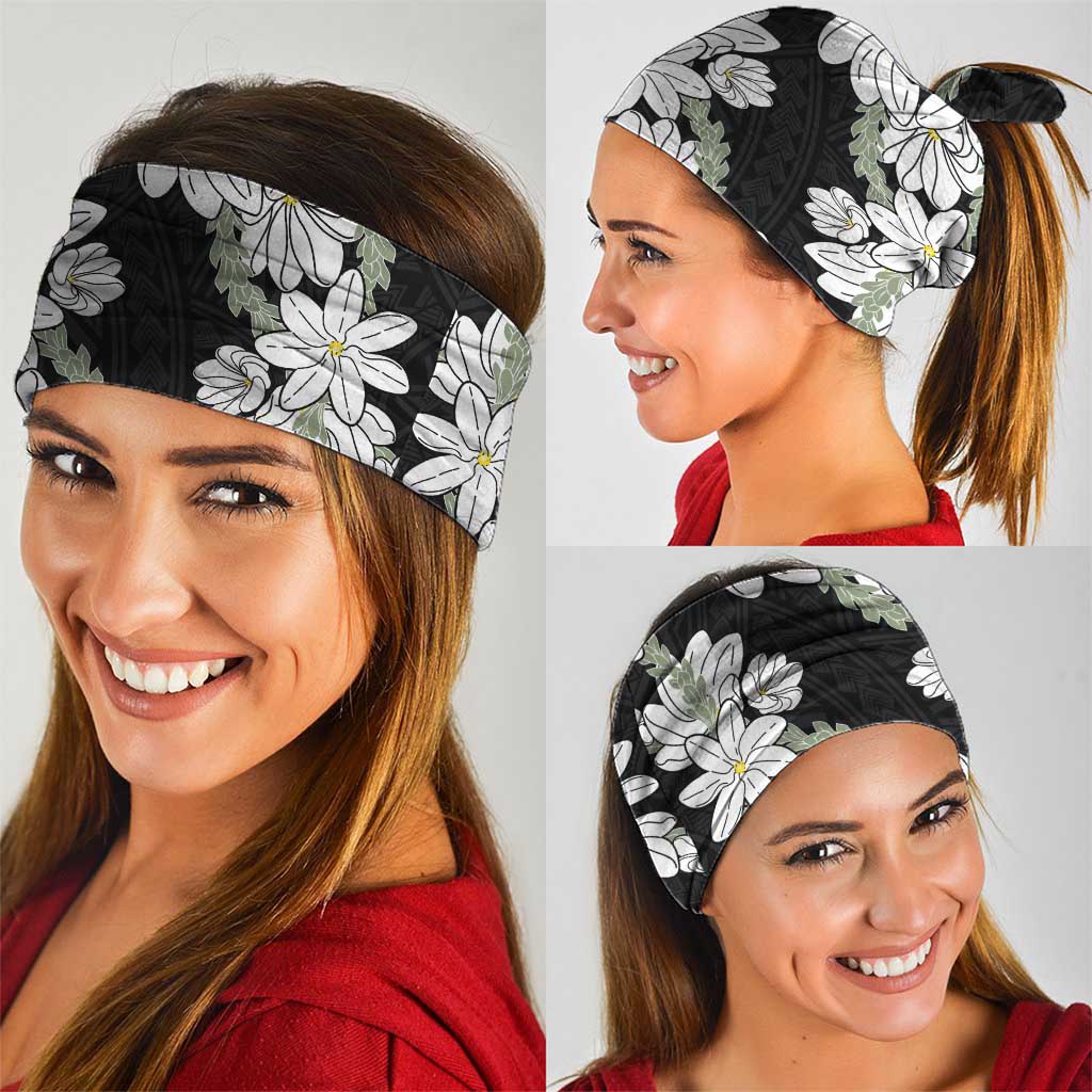 Ia Orana Tahiti Tiare Neck Gaiter Black Lei - Polynesian Pride