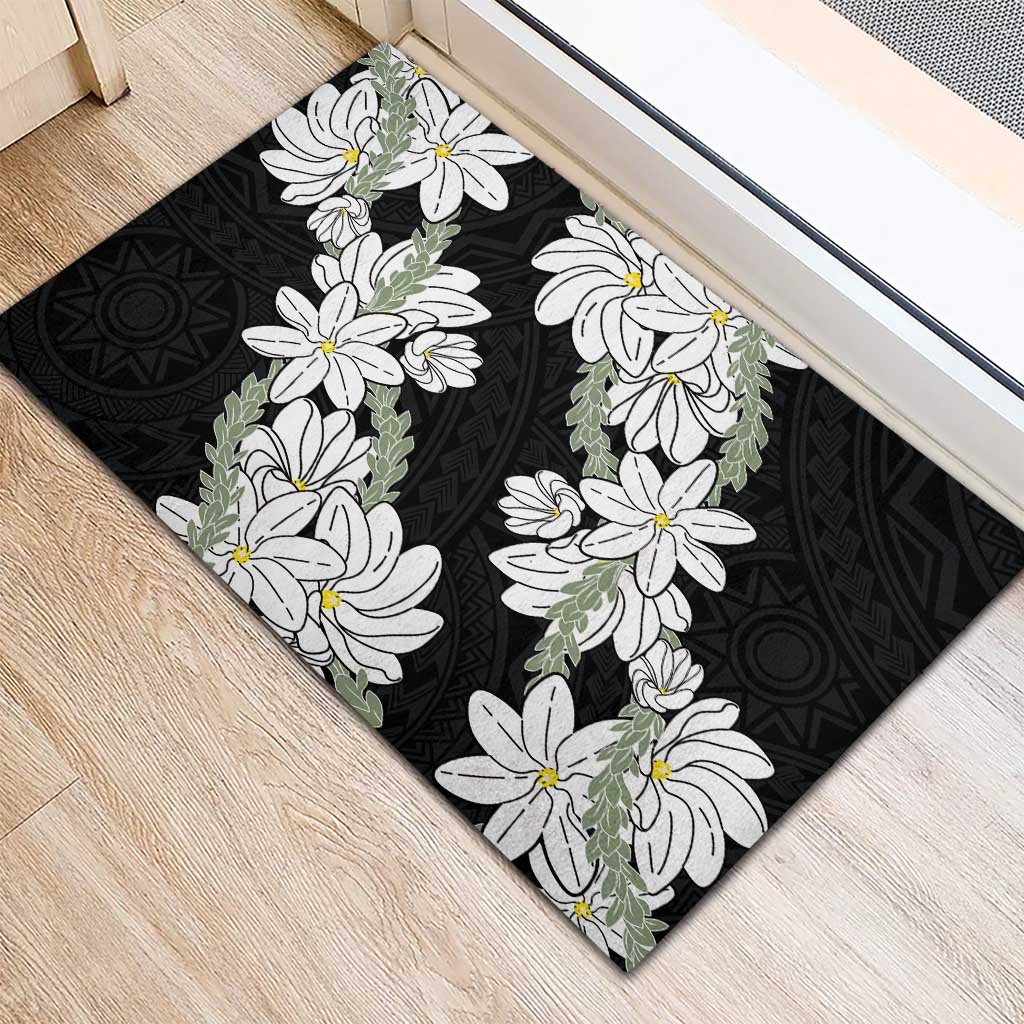 Ia Orana Tahiti Tiare Rubber Doormat Black Lei - Polynesian Pride