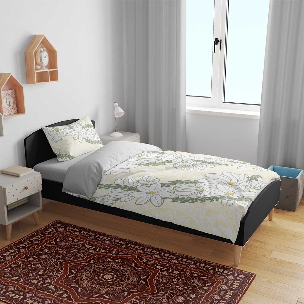 Ia Orana Tahiti Tiare Bedding Set Lemon Yellow Lei - Polynesian Pride