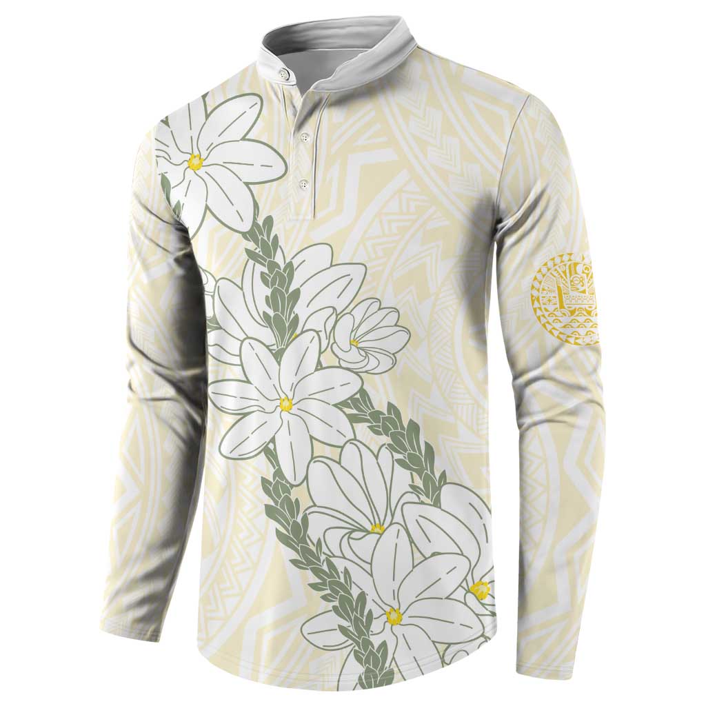 Ia Orana Tahiti Tiare Button Sweatshirt Lemon Yellow Lei - Polynesian Pride