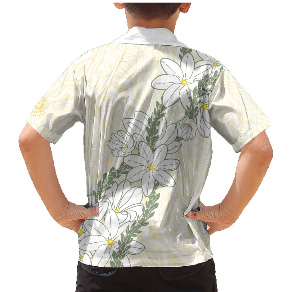 Ia Orana Tahiti Tiare Family Matching Mermaid Dress and Hawaiian Shirt Lemon Yellow Lei LT7 - Polynesian Pride